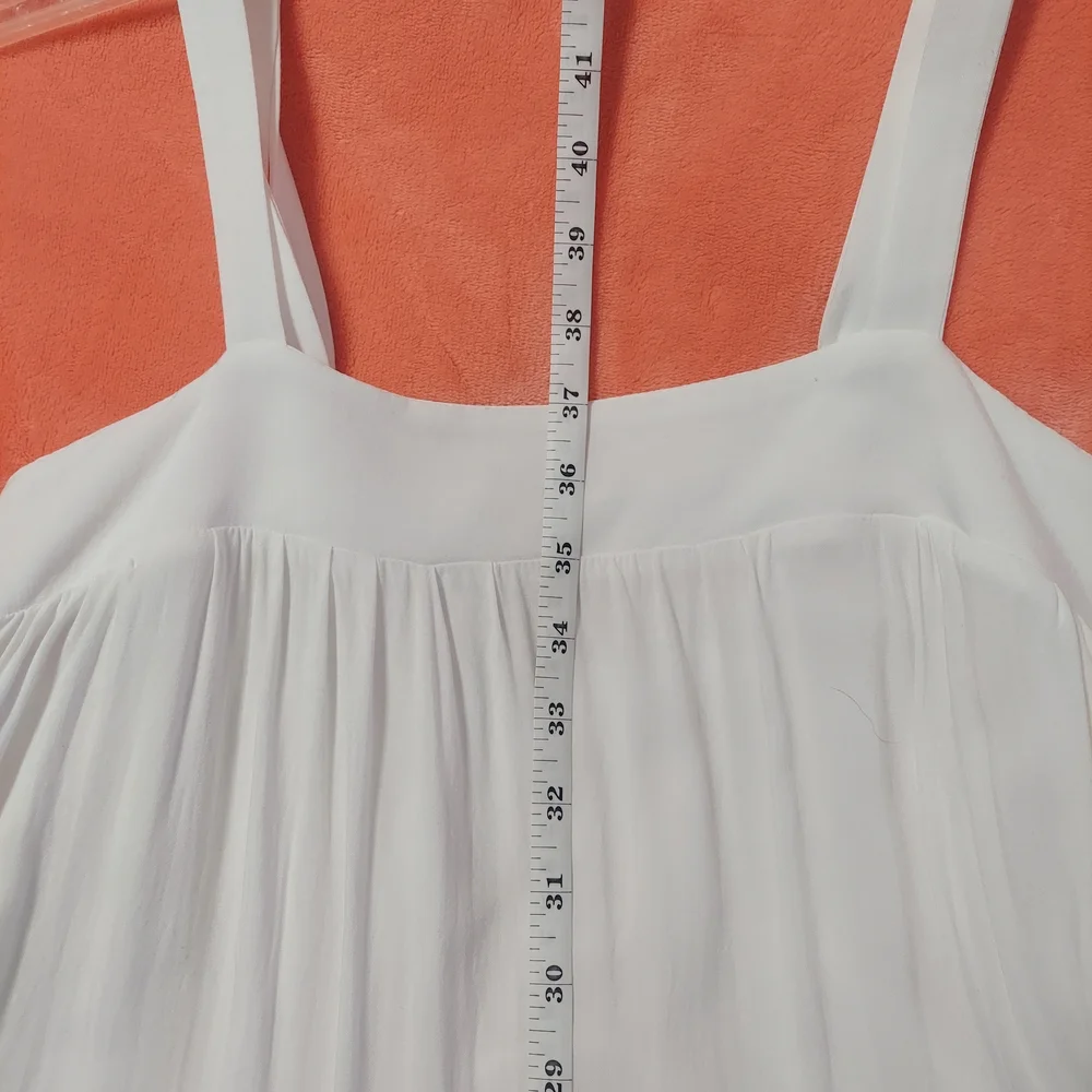 Anthropologie Square-Neck Tiered Colorblock Midi Dress Neutral Size Small - Picture 6 of 8
